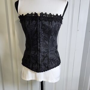 Fredericks of Hollywood Vintage Black Lace-Up Corset Sz 34 Renaissance Steampunk